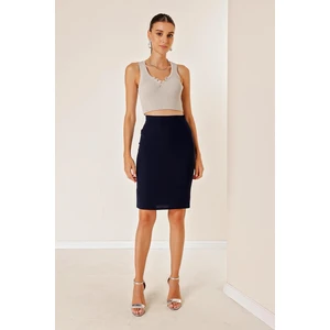 By Saygı Lined Imported Crepe Cube Skirt