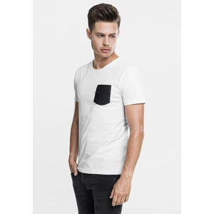 Leather Imitation Pocket Tee wht/blk