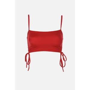 Trendyol Red Pleated Bikini Top