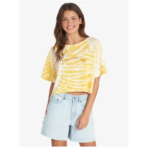Bílo-žluté dámské vzorované cropped tričko Roxy Aloha - Dámské