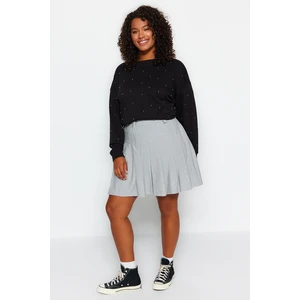 Trendyol Curve Gray Pleated Skater Woven Skirt