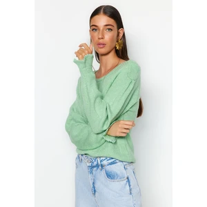 Trendyol Mint Soft Textured Shoulder Detailed Knitwear Sweater
