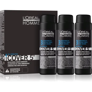 L´Oréal Professionnel Gelová barva na vlasy pro muže Homme Cover 5 3 x 50 ml 3 Dark Brown