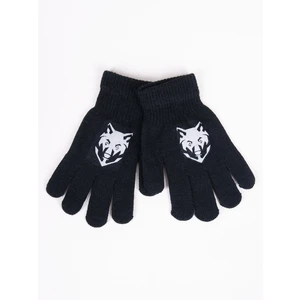 Yoclub Kids's Boys' Five-Finger Gloves With Reflector RED-0237C-AA50-001