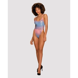 Blue-pink shiny one-piece swimsuit Obsessive Rionella