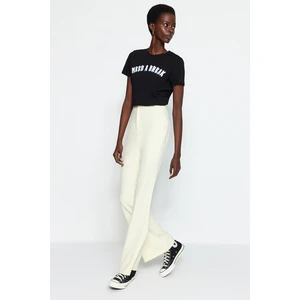 Trendyol Yellow Cropped Leg Weave Trousers