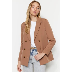 Trendyol Light Brown Woven Lined Double Breasted Blazer with Closure