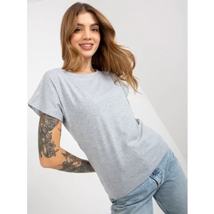 Grey women's basic T-shirt with a round neckline