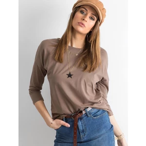 Basic brown blouse with 3/4 sleeves