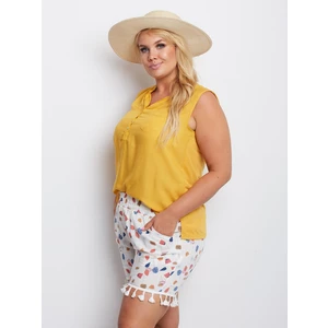 Plus size white shorts with patterns