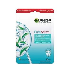 Garnier Skin Naturals Pure Active plátýnková maska s čisticím efektem 28 g