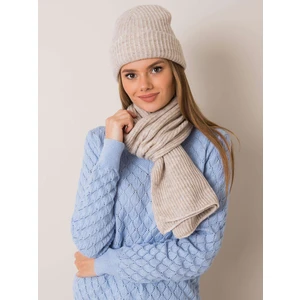 RUE PARIS Beige hat and scarf set