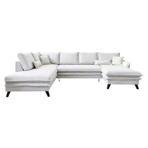 Jasnobeżowa rozkładana sofa w kształcie litery "U" Miuform Charming Charlie, lewostronna