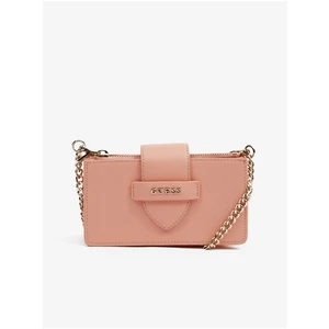 Světle růžová dámská crossbody kabelka Guess Card Case On Chain - Dámské