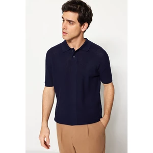 Trendyol Limited Edition Navy Blue Men's Relaxed Short Sleeve Polo Neck T-shirt