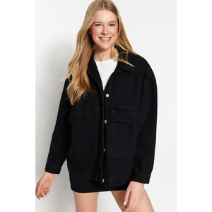 Trendyol Black Pocket Detailed Oversized Denim Jacket