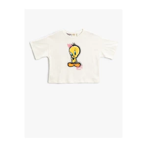 Koton Tweety Printed Crop T-Shirt Licensed Short Sleeved