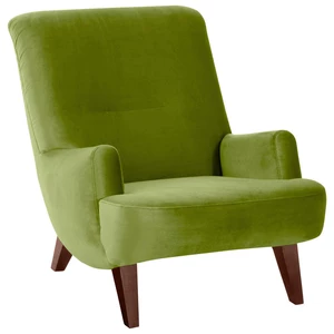 Zielony fotel z brązowymi nogami Max Winzer Brandford Suede