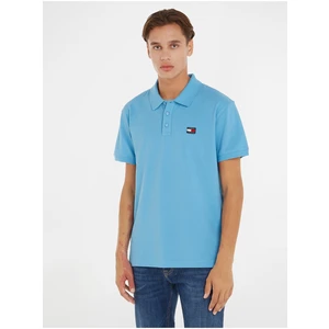 Light blue Mens Polo T-Shirt Tommy Jeans Badge Polo - Men