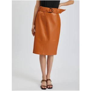 Orsay Brown Women's Pencil Leatherette Skirt - Women