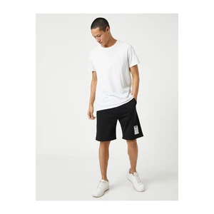 Koton Basic Shorts Tie the waist, Slogan and Printed Labels, Pockets.