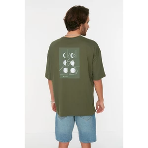 Trendyol Khaki Men's Short Sleeved Back Printed Oversize T-Shirt
