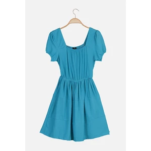 Trendyol Blue Square Neck Knitted Dress