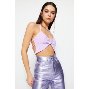 Trendyol Lilac Knitted Shiny Stone Bustier