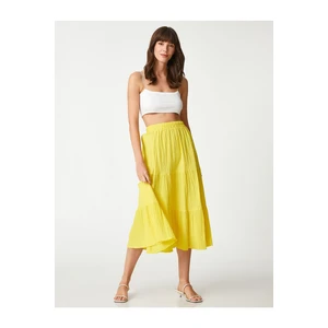 Koton Tiered Midi Length Skirt with Elastic Waist