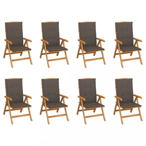 Skládací zahradní židle s poduškami 8 ks teak / látka Dekorhome Šedohnědá taupe,Skládací zahradní židle s poduškami 8 ks teak / látka Dekorhome Šedohn