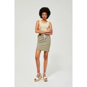 Cotton striped skirt - olive