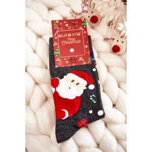 Men's Christmas Cotton Socks with Santa Claus Dark Grey