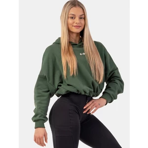 Nebbia Loose Fit Crop Hoodie Iconic Verde Închis XS-S