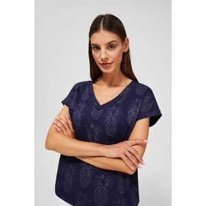 Pineapple print blouse - navy blue