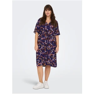 Dark blue Women's Floral Shirt Dress ONLY CARMAKOMA Nova - Ladies