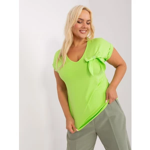 Light green plus size V-neck blouse