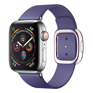 Kožený magnetický remienok na Apple watch 42/44 mm, fialový