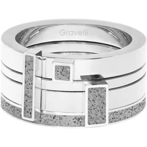 Gravelli Sada štyroch prsteňov s betónom Quadrium oceľová / sivá GJRWSSG124 56 mm