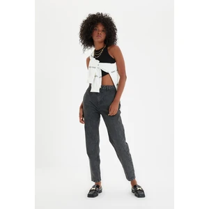 Trendyol Anthracite Pocket Részletes High Waist Mom Jeans