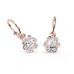 Cutie Jewellery Detské náušnice z ružového zlata C1737-10-X-4 biela