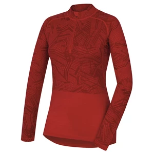 Merino thermal underwear Long women's T-shirt with red zipper