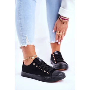 Women's Sneakers Low Material Black Ecoma
