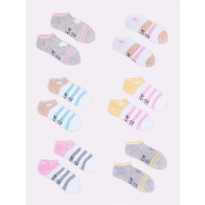 Yoclub Kids's Girls' Ankle Cotton Socks Patterns Colours 6-pack SKS-0008G-AA00-001