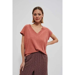 Cotton T-shirt with V-neck