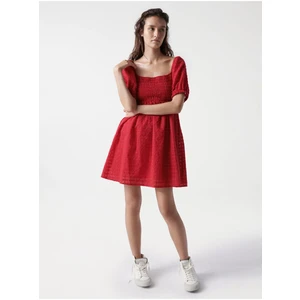 Red Short Dress with Balloon Sleeves Salsa Jeans Aruba - Women