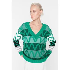 Trendyol Green Jacquard Knitwear Sweater