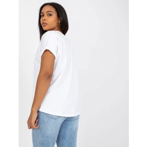 White Plus size T-shirt with round neckline