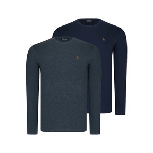 DUAL SET T8588 DEWBERRY ROUND COLLAR MEN'S SWEATSHIRT-ANTHRACITIS-LACİVERT