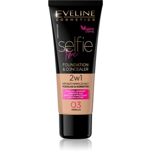 Eveline Cosmetics Selfie Time make-up a korektor 2 v 1 odstín 03 Vanilla 30 ml