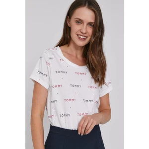 Tommy Hilfiger White Women's T-Shirt SS Tee Print with Logo - Women